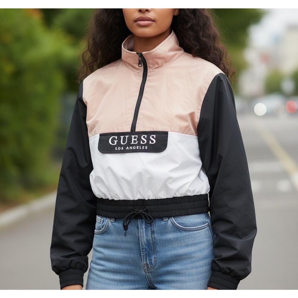 GUESS Eco Emma Colorblock Black White Windbreaker Jacket Women’s Small S